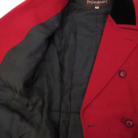 イヴサンローラン YVES SAINT LAURENT チェスター コート M 赤 レッド 