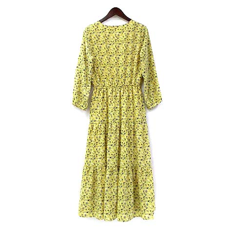 グラシア Glacier ワンピース M 黄 イエロー ポリエステル 長袖 ロング 花柄 573 51 56 レディース 036 ベクトルパーク