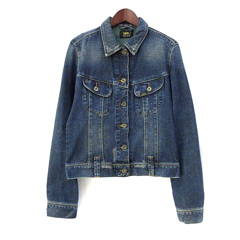 リー LEE デニム ジャケット M インディゴ コットン 無地 ダメージ加工