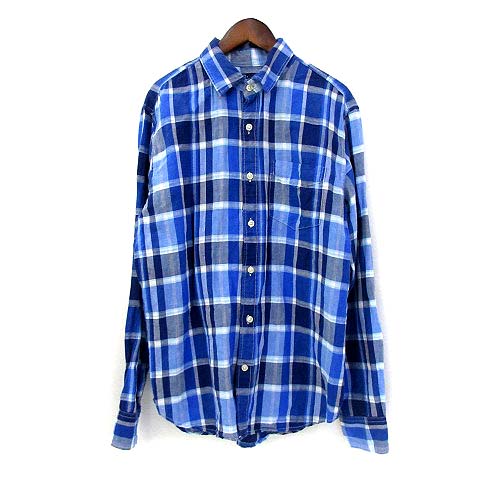 ギャップ Gap シャツ S 青 ブルー リネン 長袖 チェック メンズ 036 ベクトルパーク
