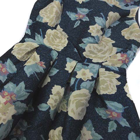 ダズリン Dazzlin ワンピース S 紺 ネイビー ノースリーブ 花柄 ジャガード フレア 美品 レディース 036 ベクトルパーク