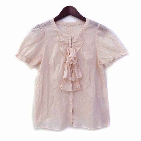 ジルスチュアート Jill Stuart シャツ ブラウス S ピンク コットン 半袖 無地 シンプル フリル レディース 036 ベクトルパーク