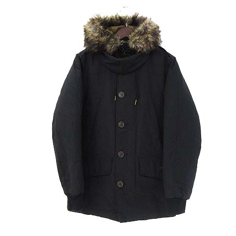 エディーバウアー Eddie Bauer ダウン ジャケット Xs 黒 ブラック コットン 無地 シンプル フェイクファー メンズ 036 ベクトルパーク