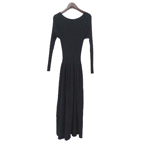 ロペ Rope ニット ワンピース 38 M 紺 ネイビー レーヨン 長袖 無地 シンプル レディース 036 ベクトルパーク