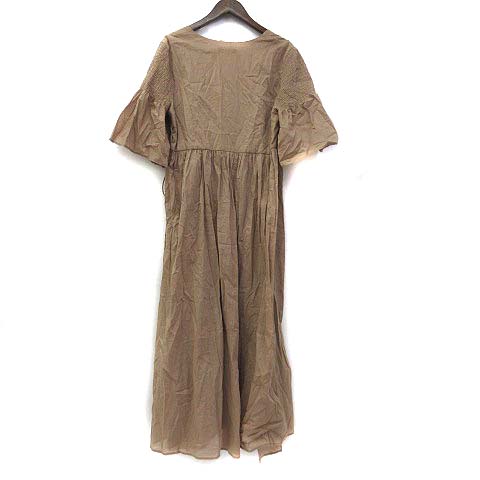 フリークスストア Freaks Store ワンピース F 茶 ブラウン 五分袖 カシュクール ミモレ 無地 シンプル 美品 レディース 036 ベクトルパーク