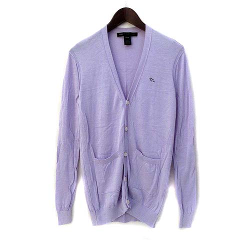 マークバイマークジェイコブス Marc By Marc Jacobs ニット カーディガン Xs 紫 パープル シルク 長袖 ワンポイント 刺繍 メンズ 036 ベクトルパーク
