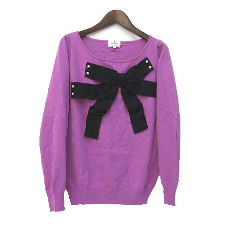 ランバンオンブルー Lanvin En Bleu ニット 38 M ピンク 長袖 リボン 美品 レディース 036 ベクトルパーク