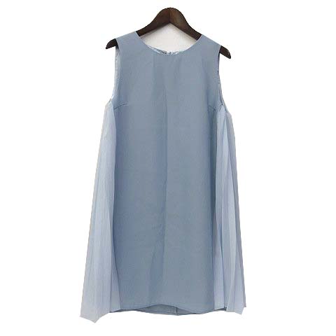 マーキュリーデュオ Mercuryduo ワンピース S 青 ライト ブルー ノースリーブ シフォン サイド プリーツ ミニ Aライン 美品 レディース 036 ベクトルパーク