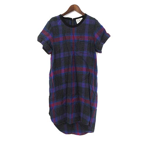 シーニューヨーク Sea New York ワンピース 0 Xs 灰 グレー コットン 半袖 ひざ丈 チェック レディース 036 ベクトルパーク