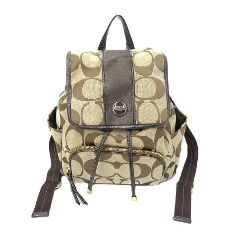 コーチ COACH リュックサック バッグ 茶 ブラウン シグネチャー 