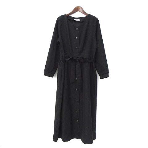 ドレスキップ Dreskip シャツ ワンピース M 黒 ブラック ポリエステル 長袖 ロング 無地 シンプル リボン 741 レディース 036 ベクトルパーク