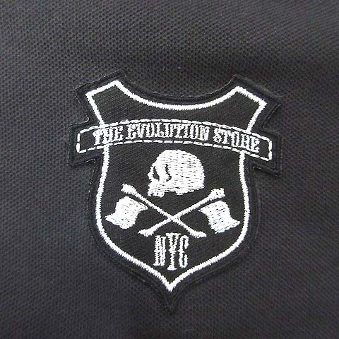 ユニクロ Uniqlo The Evolution Store コラボ ポロシャツ L 黒 ブラック コットン 半袖 ワッペン 344 メンズ 036 ベクトルパーク