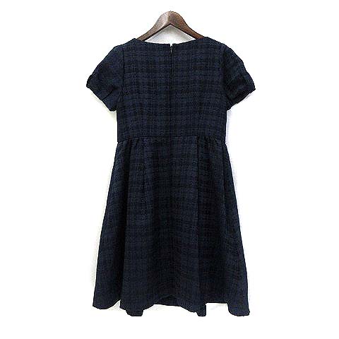ボンメルスリー Bon Mercerie ワンピース 36 S 紺 ネイビー ポリエステル 半袖 ミニ チェック レディース 036 ベクトルパーク