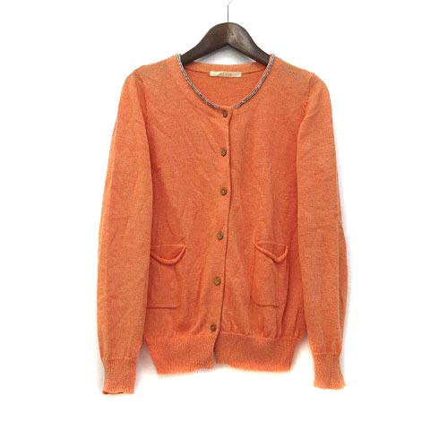 ミューカ Mjuka ニット カーディガン F オレンジ 長袖 ビーズ 無地 シンプル レディース 036 ベクトルパーク