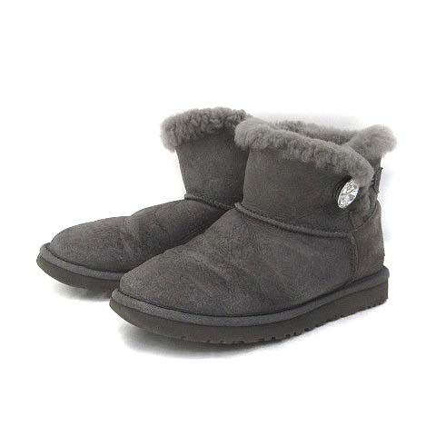 アグ UGG ムートン ブーツ 24cm グレー ショート丈 ミニ 