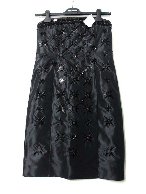 未使用品 メゾンマルジェラ Maison Margiela 4 ワンピース 40 黒 ブラック ビジュー 装飾 ドレス S51ct0749 S 16ss レディース 036 ベクトルパーク