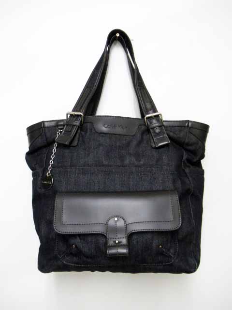 カルバンクライン CALVIN KLEIN デニム トート ハンドバッグ チャーム付き ブランド古着ベクトル 中古 190622 メンズ レディース ユニセックス 037-901906080031