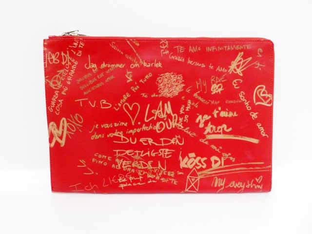 無料発送 中古 バレンシアガ Balenciaga プリマベーラ 0908 古着 ベクトル レディース メンズ Jba ブランド古着ベクトル 0908 レッド クラッチバッグ ポシェット Graffitiスモールポーチ Agneau 男女兼用バッグ Esehotel Lt