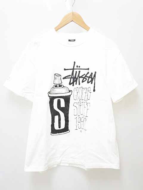 ステューシー Stussy 25周年記念 1992 カレンダー Tシャツ M サイズ 25th 05 スプレー缶 プリント 半袖 Tee ホワイト ブランド古着ベクトル 中古 1229 メンズ 037 ベクトルパーク