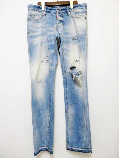 ディースクエアード Dsquared2 F3 452 クラッシュ ダメージ デニム パンツ 48 ブルー ブランド古着ベクトル 中古 1024 メンズ 037 ベクトルパーク