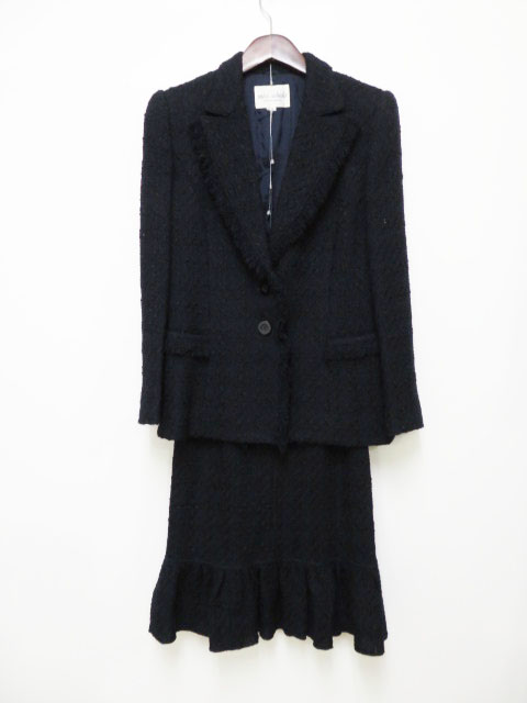 ミス アシダ Miss Ashida ツイード フリンジ テーラード スーツ 紺 7 ブランド古着ベクトル 中古 10 レディース 037 ベクトルパーク