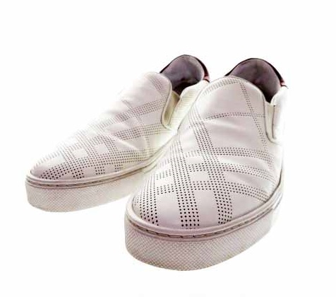 バーバリー Burberry コップフォード パーフォレイテッド チェック レザー スリッポン スニーカー 40 ホワイト ブランド古着ベクトル 中古 1114 メンズ 037 ベクトルパーク