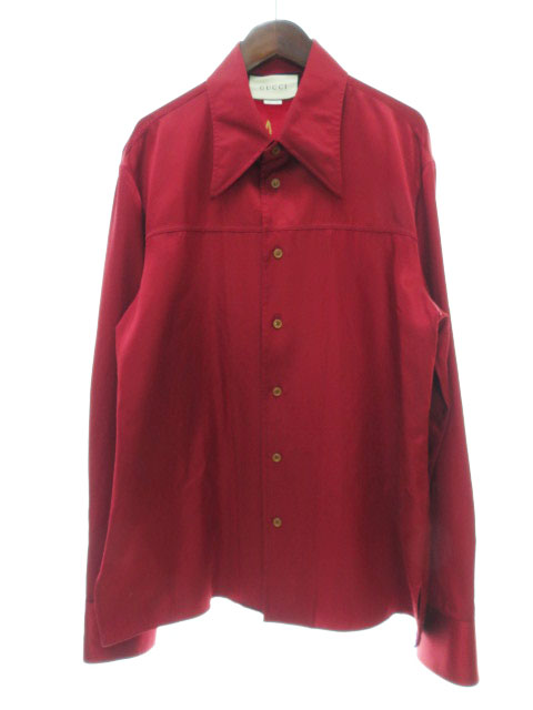 グッチ Gucci 19ss Embroidery Technical Satin Shirt 刺繍 ロゴ サテンシャツ 長袖 50 国内正規 ブランド古着ベクトル 中古 メンズ 037 ベクトルパーク