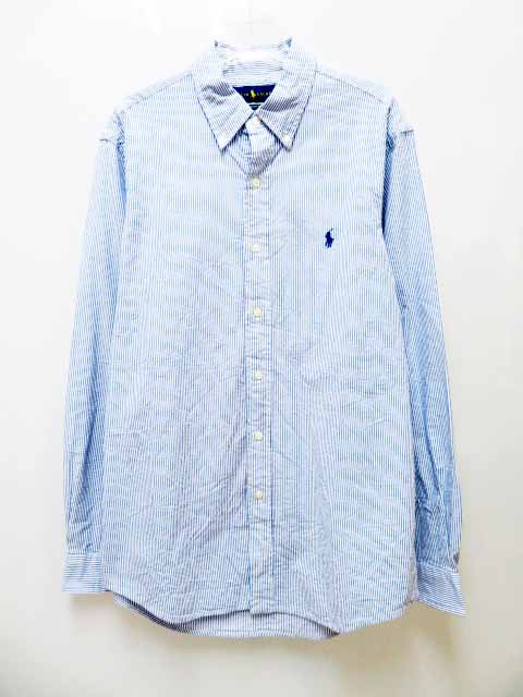 ラルフローレン Ralph Lauren Classic Fit クラシックフィット ボタンダウン ストライプ シャツ 長袖 M ブルー ブランド古着ベクトル 中古 メンズ 037 ベクトルパーク