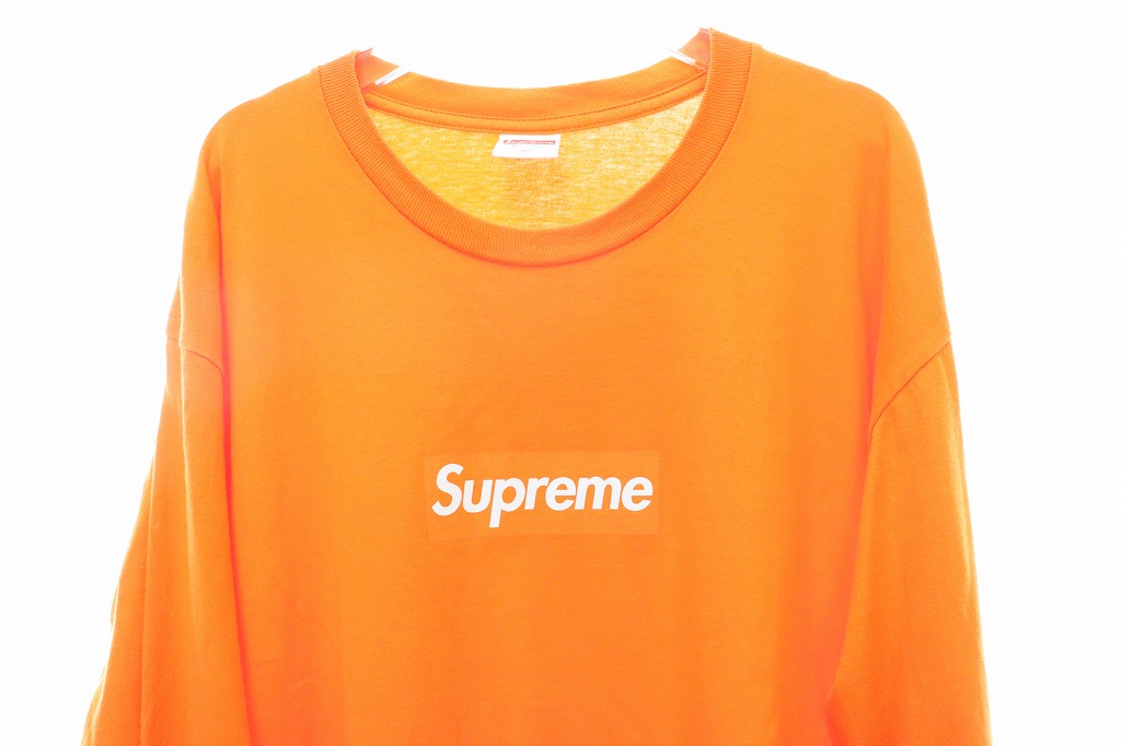 限定特価】 Logo Box Supreme L/S Lサイズ orange Tee - Tシャツ