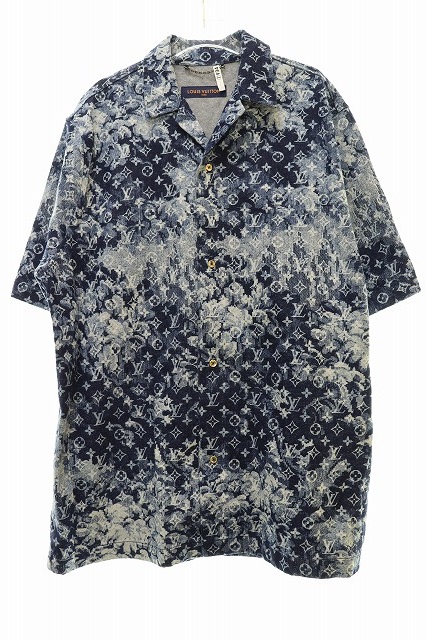 ルイヴィトン Louis Vuitton 21ss ハワイアン タペストリー モノグラム デニム 半袖 シャツ L ブルー Hks02w ブランド古着ベクトル 中古 2100 メンズ 037 ベクトルパーク