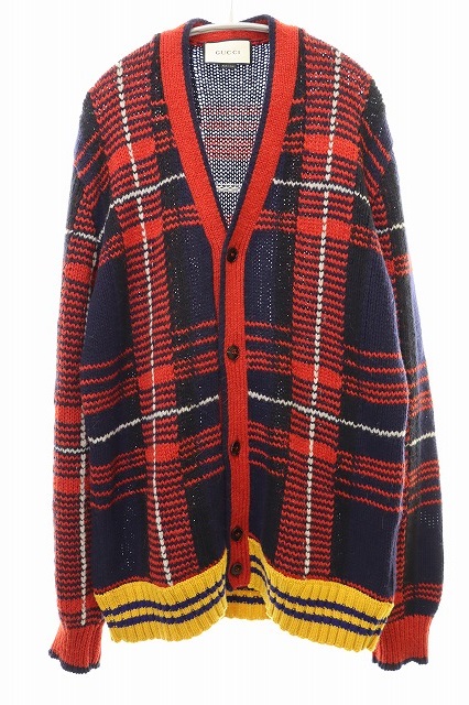 グッチ Gucci 16aw X1343 Check Wool Cardigan チェック柄 ウール カーディガン Xxl ブランド古着ベクトル 中古 2107 メンズ 037 ベクトルパーク