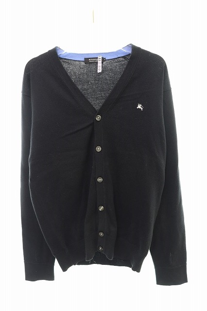 バーバリーブラックレーベル Burberry Black Label Bmt34 603 09 ロゴ 刺繍 ニット カーディガン 2 ブラック ブランド古着ベクトル 中古 2112 メンズ 037 ベクトルパーク
