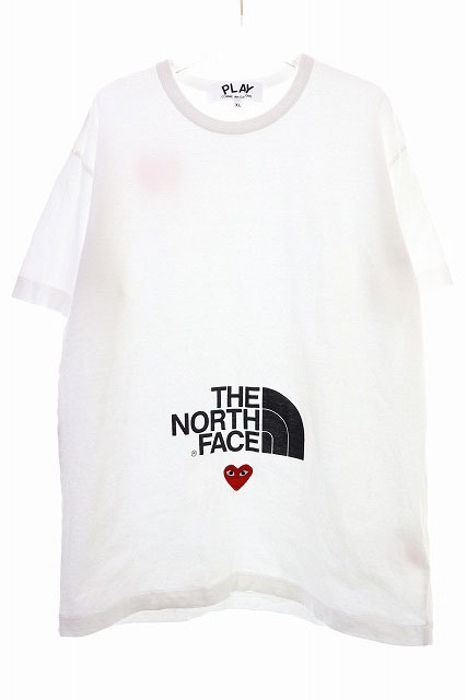 プレイコムデギャルソン Play Comme Des Garcons ザノースフェイス The North Face ハート ロゴ プリント Tシャツ 半袖 ホワイト 白 Xl Ae T2 ブランド古着ベクトル 中古 2402 メンズ 037 ベクトルパーク