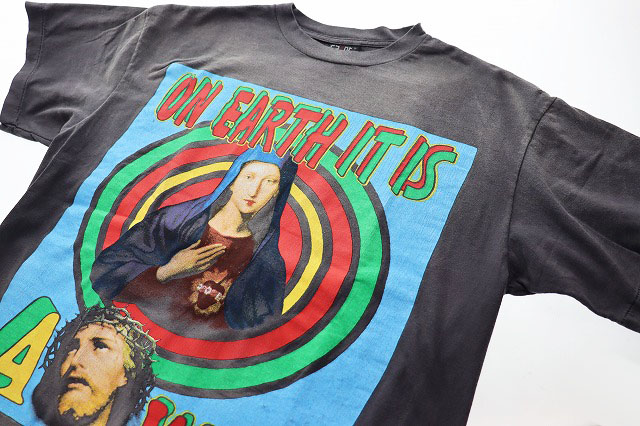 SAINT MICHAEL 24SS SS TEE ON EARTH BLACK L SM-YS8-0000-002 セント 