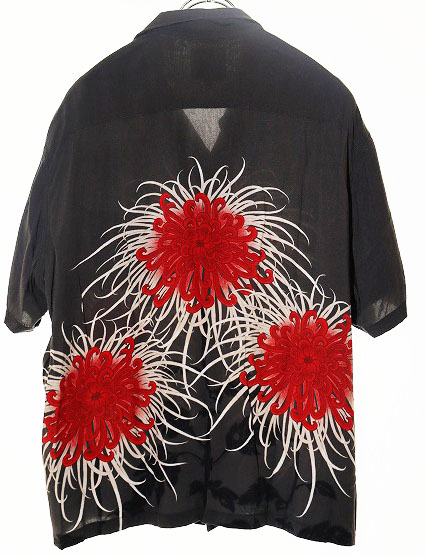 GAKKIN × BUDSPOOL 日章菊 HAWAIIAN SHIRT CHARCOAL L