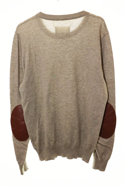 メゾン　マルジェラ　ニット　エルボーパッチ　薄ピンク メゾンマルジェラ Maison Margiela 16SS エルボーパッチ クルー