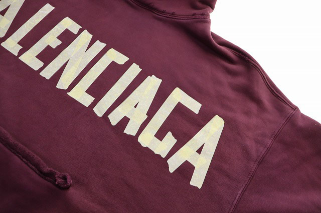 バレンシアガ BALENCIAGA 23SS TAPE TYPE RIPPED POCKET HOODIE M