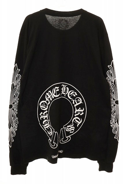 クロムハーツ CHROME HEARTS L/S TEE BLACK L 袖フローラル バック 
