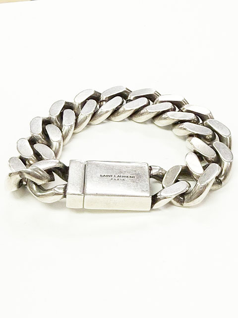 SAINTLAURENTシルバーブレスレットYSLロゴ SAINT LAURENT シルバー