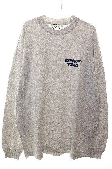 エブリワン everyone LOGO L/S TEE GREY XL EV23-CS10 ロゴ プリント 