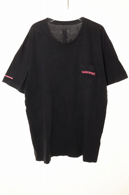 【中古】クロムハーツ CHROME HEARTS NEON PINK STRIPE LOGO TEE BLACK XL 2212-304-0788 ネオンピンク ☆AA★251014 クロムハーツ CHROME HEARTS NEON PINK STRIPE LOGO TEE BLACK XL 2212