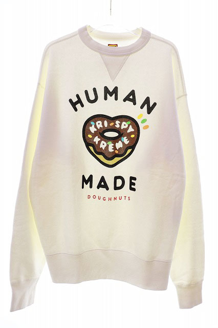 【中古】ヒューマンメイド HUMAN MADE × KRISPY KREME DOUGHNUTS CREWNECK SWEATSHIRT WHITE XL ☆AA★251031 ヒューマンメイド HUMAN MADE × KRISPY KREME DOUGHNUTS CREWNECK