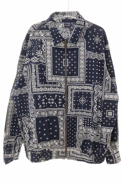 アップルバム APPLEBUM INDIGO PAISLEY ZIP UP SHIRT JACKET XL NAVY 