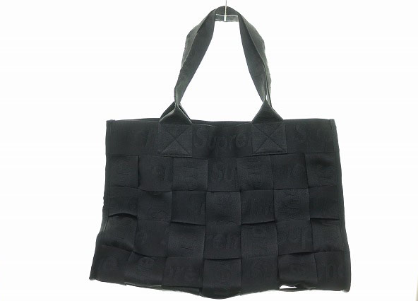シュプリーム SUPREME 23SS WOVEN LARGE TOTE BLACK ウーブン ラージ トート バッグ ブラック 【ブランド古着ベクトル】【中古】☆AA★▲260606 メンズ