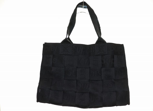 シュプリーム SUPREME 23SS WOVEN LARGE TOTE BLACK ウーブン ラージ トート バッグ ブラック 【ブランド古着ベクトル】【中古】☆AA★▲260606 メンズ