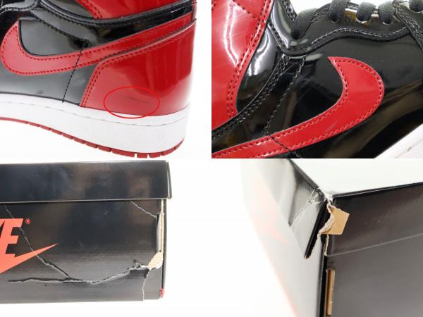 ナイキ NIKE AIR JORDAN 1 RETRO HIGH OG PATENT BRED 28cm 555088-063 AJ1 エア ジョーダン レトロ ハイ オリジナル パテント ブレッド スニーカー 赤 黒 【ブランド古着ベクトル】【中古】▲■260609 メンズ