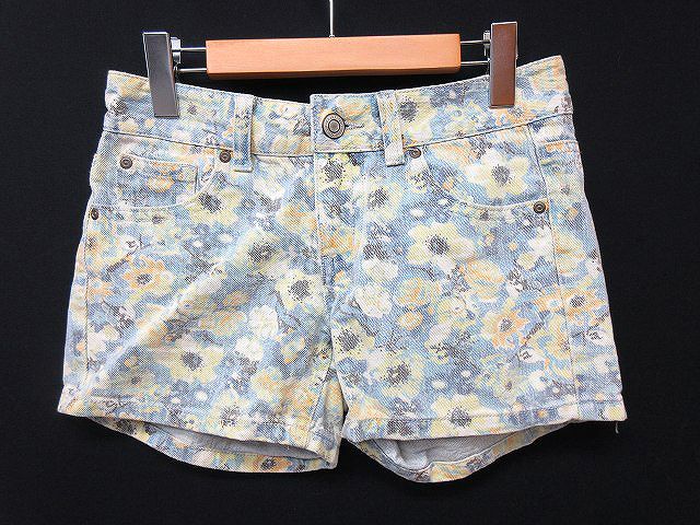 コルザ COLZA ジップフライ 花柄 総柄 デニムショートパンツ ハーフ 
