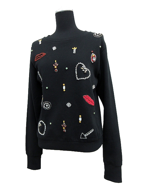 美品♡ビジュートレーナー 美品 オフホワイト タイダイ 青 白 ビジュー