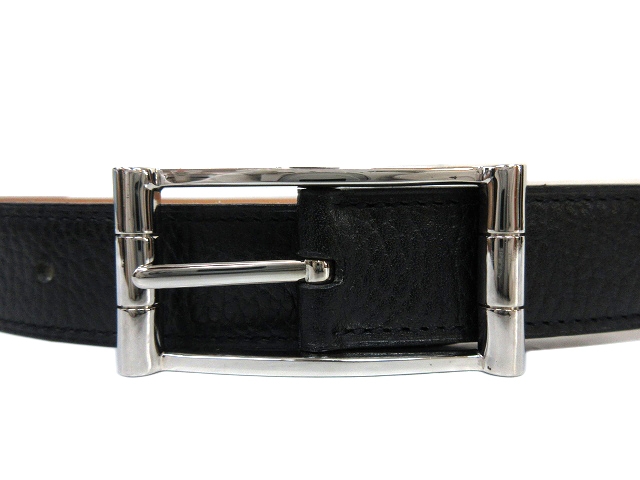 美品 エルメス HERMES □B刻印 レザー ベルト ビジネスベルト 黒