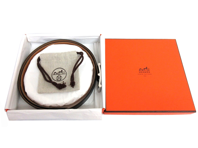 美品 エルメス HERMES □B刻印 レザー ベルト ビジネスベルト 黒